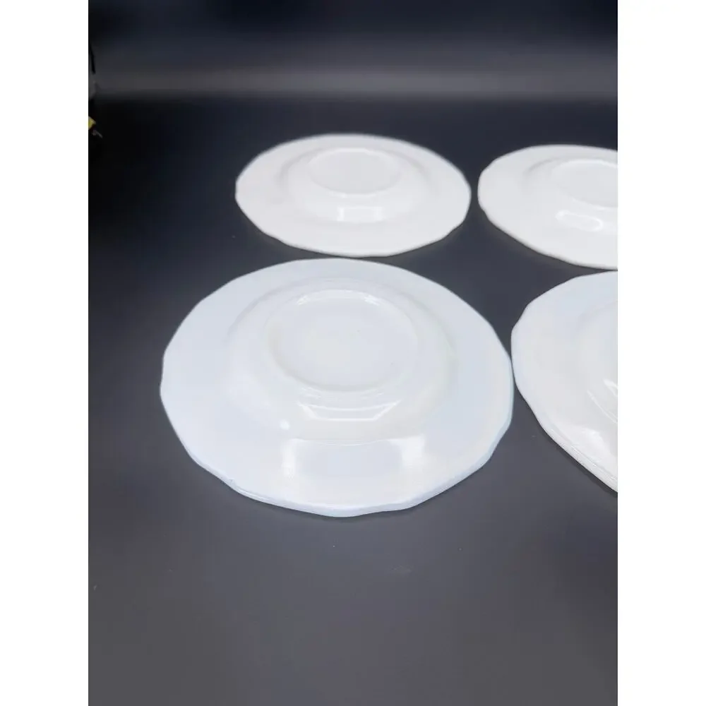 Vintage Indiana Glass Colony Harvest Grape Milk Glass Saucers Set 4 6.25in